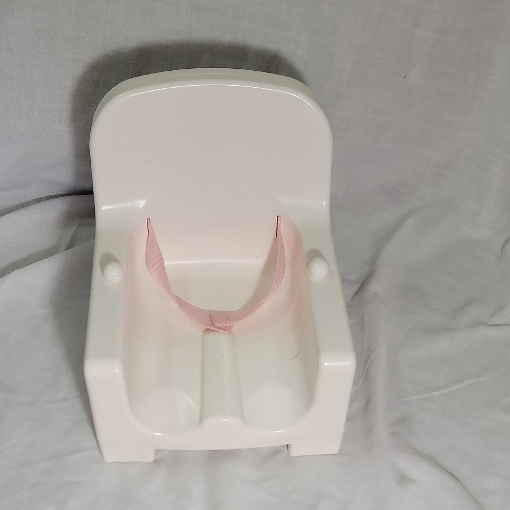 American Girl Doll White Chair with Pink Strap